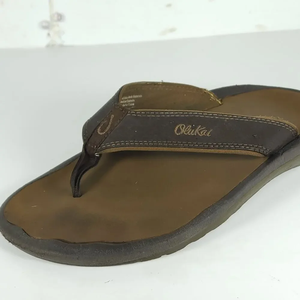 Olukai Men's Ohana US10 Brown Slip On Flat Thong Sandals